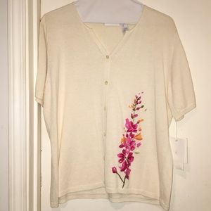 Liz Claiborne white button down cardigan